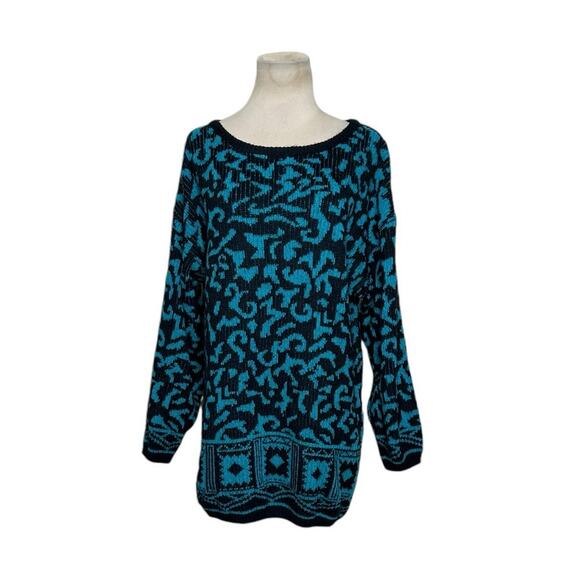 Mexx Emanuel blue black knit long sleeves sweater size large - Picture 6 of 10